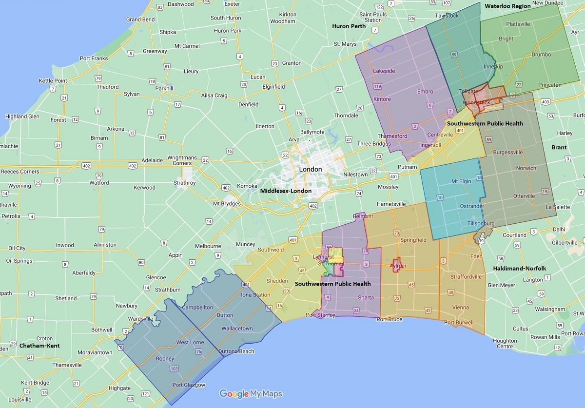 Map of health unit coverage